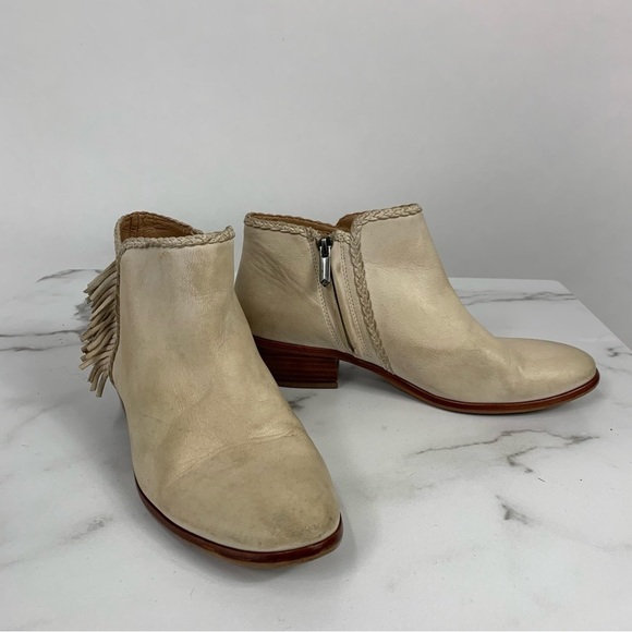 Sam Edelman Paige Fringe Bone Cowhide Leather Ankle Bootie 8 - Picture 7 of 9
